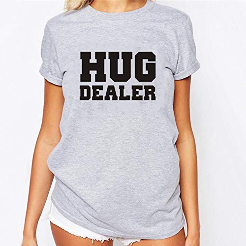 LIULINUIJ Calle para Mujer Camiseta Informal Simple   Abrazo del Concesionario Camiseta Tops Tallas Grandes