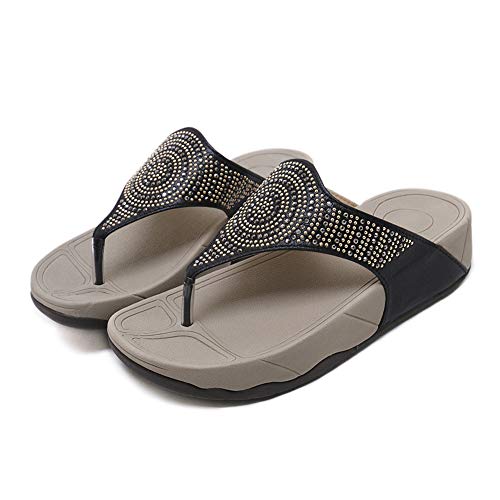 LTLGHY Sandalias Y Chanclas Mujer Ortopédicas Playa Sandalia, Plantilla Zapatillas para Mejorar El Apoyo del Arco Y Aliviar La Fascitis Plantar,Negro,41