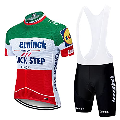 Maillot Ciclismo Corto De Verano para Hombre, Maillot Ciclismo y Culotte Pantalones Cortos con Banda elástica, Malla Transpirable y Cremallera Completa (Green A2,M)