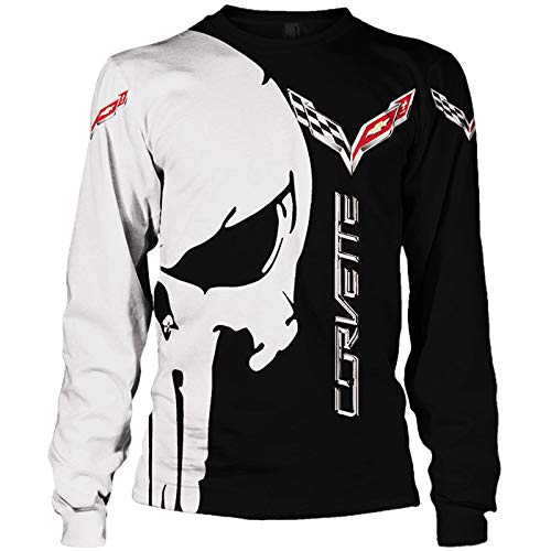 MartinCSA Hoodies,Chaquetas,Camiseta Corv-Ette Punisher 3D Completo Impresión Delgado Hombre Y Mujer Casual Poliéster Sweatshirt Suelto / D1 / XL