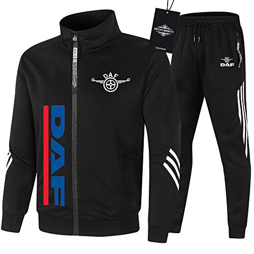 MAUXpIAO de Los Hombres Chandal Conjunto Trotar Traje D.A-F Hooded Zipper Chaqueta + Pantalones Sudadera Baloncesto Ropa Niños/Negro/L