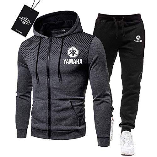 MAUXpIAO de Los Hombres Chandal Conjunto Trotar Traje Ya.M_Aha-s Hooded Zipper Chaqueta + Pantalones Deporte R Gimnasio/Gray/XXXL