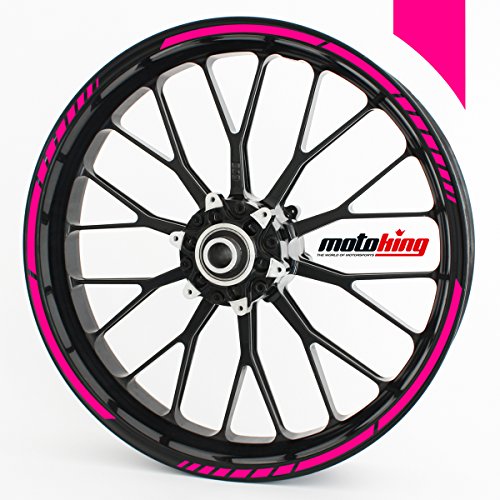 Motoking Adhesivos para Borde de llanta neón de Color Rosa - Juego Completo de 15" a 19" / Color Opcionales