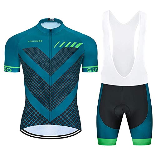 Moxilyn Ropa de Ciclismo para Hombre Traje de Bicicleta Conjunto de Verano Top + Bib Shorts Acolchados, Almohadilla de Asiento de Gel 9D para Montar En Bicicleta Conjunto Cómodo y De Secado Rápido