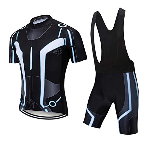 Moxilyn Ropa de Ciclismo para Hombre Traje de Bicicleta Conjunto de Verano Top + Bib Shorts Acolchados, Almohadilla de Asiento de Gel 9D para Montar En Bicicleta Conjunto Cómodo y De Secado Rápido