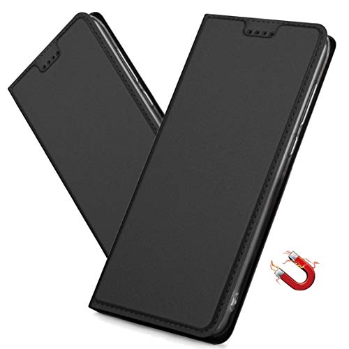 MRSTER Funda para Xiaomi Redmi 9A, Business Style Funda de PU Cuero Billetera Carcasa Flip Cubrir con Cierre Magnético para Xiaomi Redmi 9A. DT Black