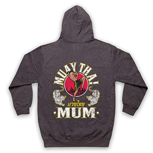 My Icon Art & Clothing Muay Thai Mum Martial Arts Expert Adultos Sudadera con Capucha con Cremallera, Carbón, Medium