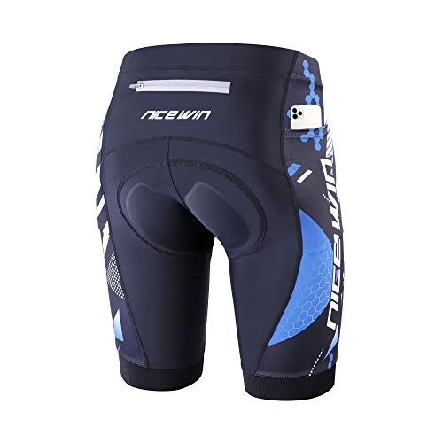 NICEWIN Pantalones Cortos de Ciclismo para Hombre con Almohadilla Pantalones Bicicleta Acolchada con Gel 4D Cortos MTB Bicicleta Pantalones Cortos Transpirables