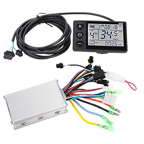 oueaen LCD Motor Controller-24V-48V Panel de Pantalla LCD Impermeable Bicicleta eléctrica Scooter Kit de Controlador sin escobillas(Negro02)