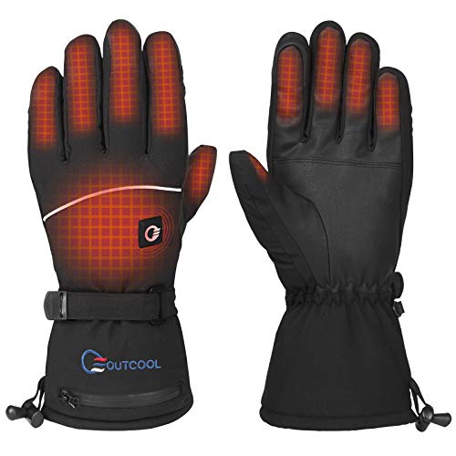 OUTCOOL Guantes Calefactables, Guantes Eléctricos de Moto Recargable de 3 Temperaturas