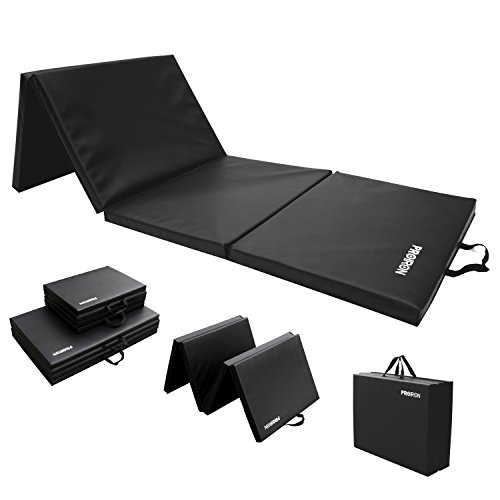 PROIRON Colchoneta Plegable Gimnasi-Ejercicio Mat con Cosido Asas para Ejercicio Yoga Gimnasia 183cm×61cm×4.0cm (Negro)