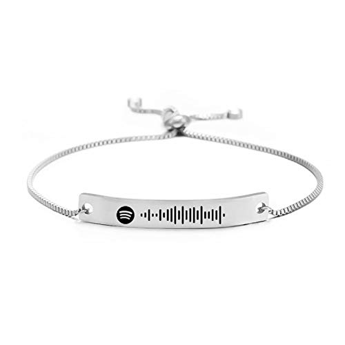 Pulsera Personalizada de Spotify Pulseras Personalizadas para Mujeres, Cualquier Pulsera Personalizada de Spotify Regalo de Joyería para Amigos Cumpleaños Boda