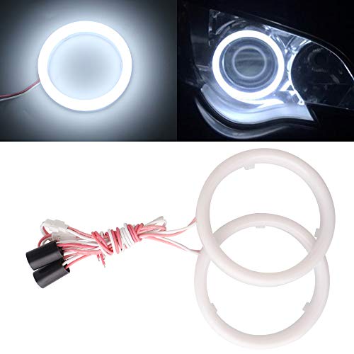 Qasim 1 par de LED Faros Angel Eyes 80MM Blanco 2835 51SMD con Cubierta Ojos de Ángel Motocicleta Coche Halo Anillos para DRL Faro Luz Antiniebla Diurna DC9-28V