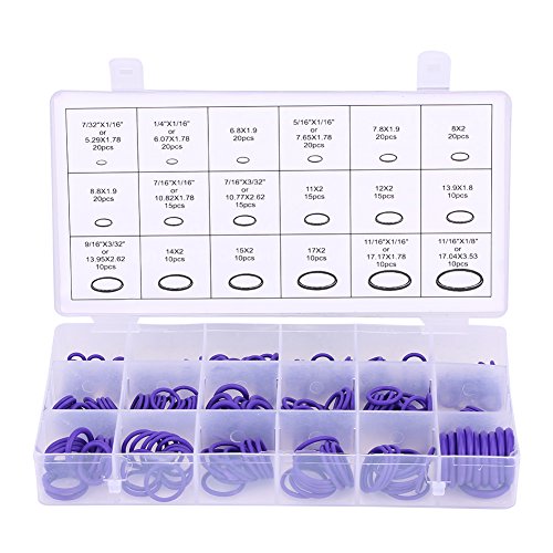 Qiilu 270pcs Clasificado Juego de juntas del sello del anillo tórico del compresor del aire acondicionado del auto Sellos de goma arandelas(purple)