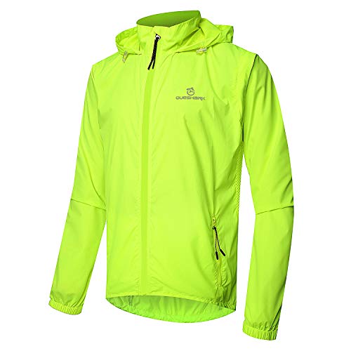 Queshark Chaqueta de Ciclismo para Hombre Chaleco Resistente Al Viento Abrigo Resistente al Agua Ropa Deportiva Transpirable para Exteriores Protección UV