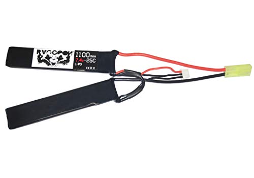 RACCOON Bateria LIPO 7.4V 1100MAH-25C 2 elemnto Batería Airsoft UL CE Aprobación