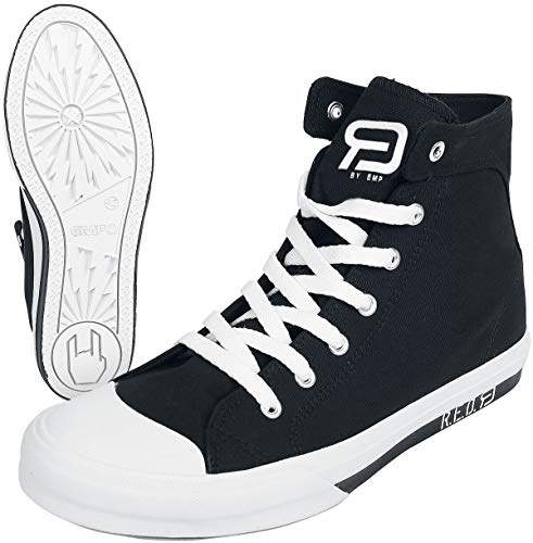 R.E.D. by EMP Walk The Line Unisex Deportivas Altas Negro-Blanco EU39, Textil,