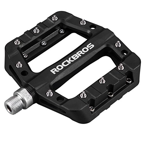 ROCKBROS - Pedales Ligeros para Bicicleta de montaña (Fibra de Nailon, para BMX MTB 9/16), Negro