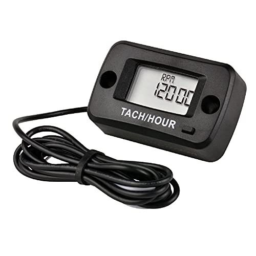 Runleader Digital Autoalimentado Tacómetro/Horas, Tiempo de intervalo de mantenimiento, Alerta de RPM para montar en césped Tractor Generador Compresor Fuera de borda Motor Jetski Motosierras