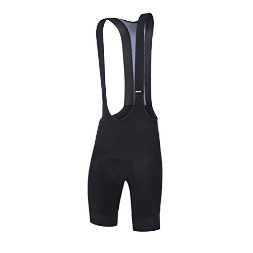 Santini Pantalones Cortos Genio con Tirantes para Hombre, Hombre, Mallas Cortas con Tirantes, CAS3521L, Negro, L