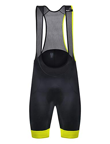 Santini Scatto Bib Shorts para Hombre, Hombre, Mallas Cortas con Tirantes, CAS3525XXL, Negro/Amarillo, XXL