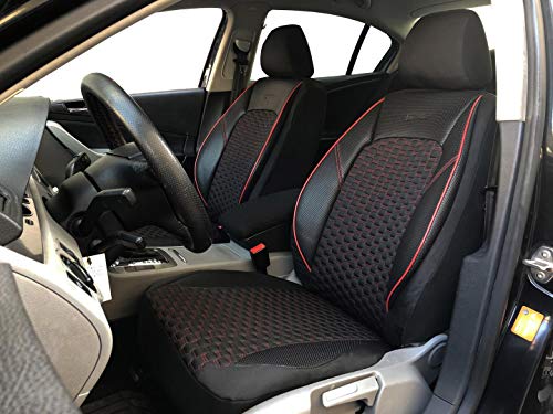 seatcovers by k-maniac V1607309 Dacia Logan Pick-Up universales, Color Negro y Rojo, Juego de Fundas para Asientos Delanteros, Accesorios para el Interior del Coche