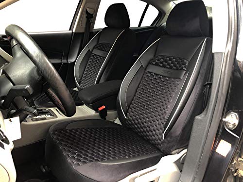 seatcovers by k-maniac V1808555 Fundas de Asiento para Dacia Logan Pick-Up Universal, Color Blanco y Negro