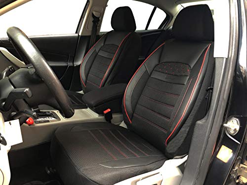 seatcovers by k-maniac V2412293 Fundas de Asiento para Dacia Logan Pick-Up Universal, Color Negro y Rojo