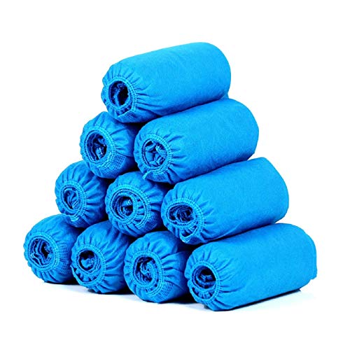 SGODDE 100 Piezas Cubrezapatos Desechables Impermeables, cubrezapatos desechables tela, cubre pies desechable para Calzado de Interior/Exterior, Anti-Agua, Anti-Barro, Reciclable (Talla 34-46, Azul)