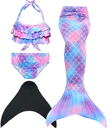 shepretty Traje de baño de Cola de Sirena para niñas Conjunto de Cuatro Piezas,A8,120