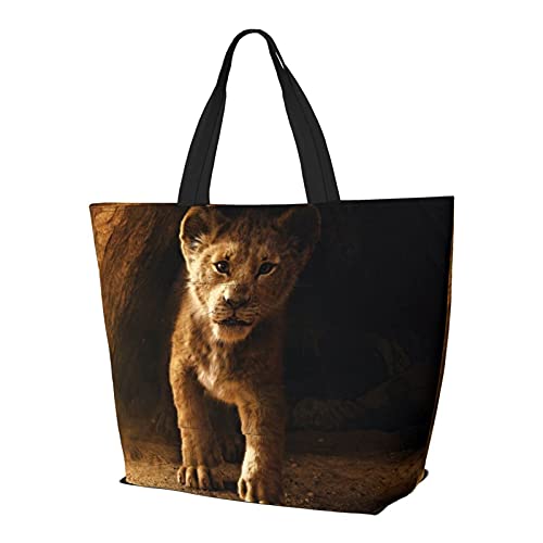 Simba Lion King - Bolso de mano con asa de hombro, estilo sencillez, gran capacidad, bolsa de compras, gimnasio, playa, viajes, unisex, plegable