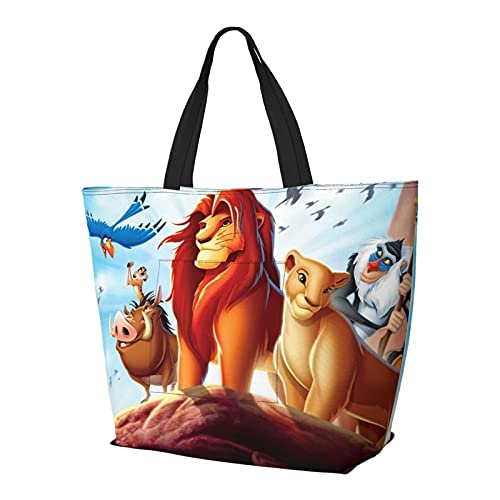 Simba Lion King - Bolso de mano con asa de hombro, estilo simplicidad, gran capacidad, bolsa de compras, gimnasio, playa, viajes, diario, unisex, plegable