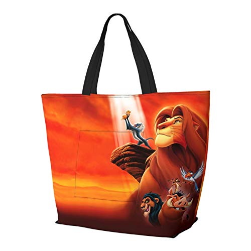 Simba Lion King - Bolso de mano con asa de hombro y asa de hombro para ir al gimnasio, playa, viajes, unisex, plegable