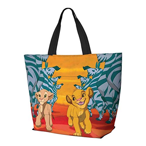 Simba Lion King - Bolso de mano con asa de hombro y asa de hombro para ir al gimnasio, playa, viajes, unisex, plegable