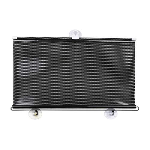 sourcing map 50cmx125cm Negro Parasol Enrollable Cortinilla Retráctil de Parabrisas Coche Vehículo 3 Ventosas