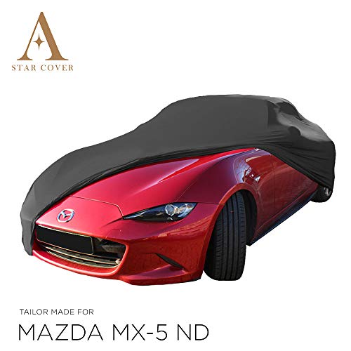 Star Cover Fundas DE Coche para EL Interior Compatible con Mazda MX-5 ND | Negro Cubierta | Lona Garaje para Auto | Funda DESCAPOTABLE, Veterano, Coche Deportivo | Entrega RÁPIDA