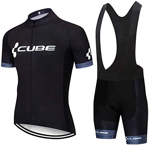 TeckBoo Conjunto Ropa Ciclismo para Hombre, Maillot Ciclista Mangas Cortas y Culotte Bicicleta con 5D Gel Pad, Camiseta MTB para Verano