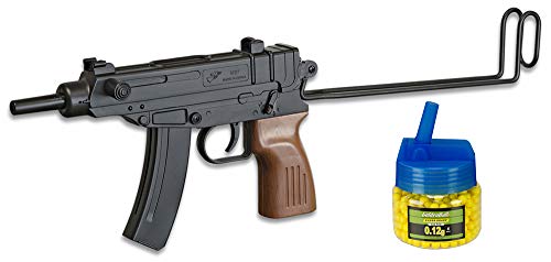 Tiendas LGP - Subfusil Arma Airsoft M37F Scorpion, Aire Suave Double Eagle, Potencia 0,5 Julios, Replica, Culata abatible, Munición Bolas PVC 6 mm. + Biberón 500 Bolas 12 Gramos de 6 mm. de Regalo