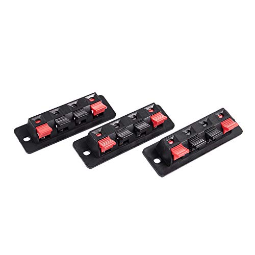 TOOGOO（R）) 3Pcs 4 Pines Rojo y Negro Resorte Presion Audio Tablero De Bornes Conector