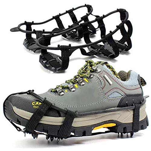 TOPLDSM Ice Snow Grips Anti-Slip18Teeth Ice Snow Tacos de tracción Crampones Slip on Boots Calzado Invierno al Aire Libre para Senderismo Pesca Escalada