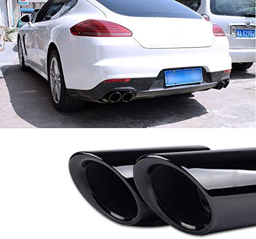 Tubo de Escape de Coche 2 × Silenciador de Tubo de Escape de Acero Inoxidable, para Porsche Palamela GTS 2014-2016 Decoración de Tubo de Escape de Coche Salida Doble-Black_Titanium