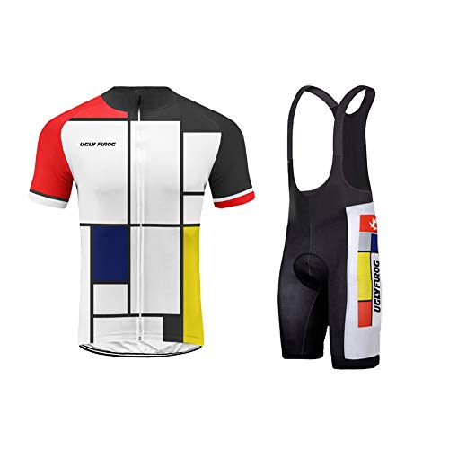 Uglyfrog Camiseta De Manga Corta para Hombre De Manga Corta con Pantalones Cortos Acolchados Equipo De Ciclismo De Secado Rápido para Ciclismo Al Aire Libre ESH19DT05