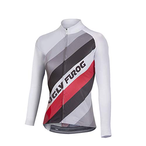 UGLYFROG Invierno Thermo Fleece Ciclismo Ropa Maillot Mujer Jersey+Pantalones Largos Culote de Conjunto Entretiempo para Deportes al Aire Libre Ciclo Bicicleta Raya Diseño （Parte Superior Separada）