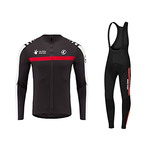 Uglyfrog Paño Grueso y Suave de Invierno Ciclismo Maillot Hombres Jersey + 20D Pantalones Largos Culote Mangas Largas de Conjunto de Ropa Entretiempo Deportes al Aire Libre Ciclo Bicicleta