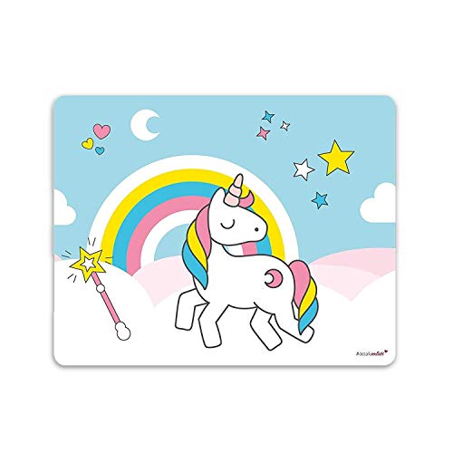 Unicornio de Mousepad | DV _ 144 | con base antideslizante | Ratón vacaciones Derecho de rectangular Computer Accesorios Unicorn antideslizante precisa Nubes estrellas regenbog