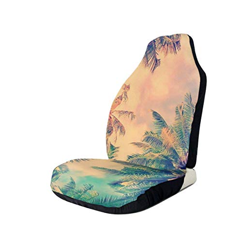 WCHAO Funda para Asiento de Coche con Hojas de Coco de Miami, Fundas para Asientos Delanteros, Ajuste Universal para camión, Furgoneta, SUV, 1 Pieza