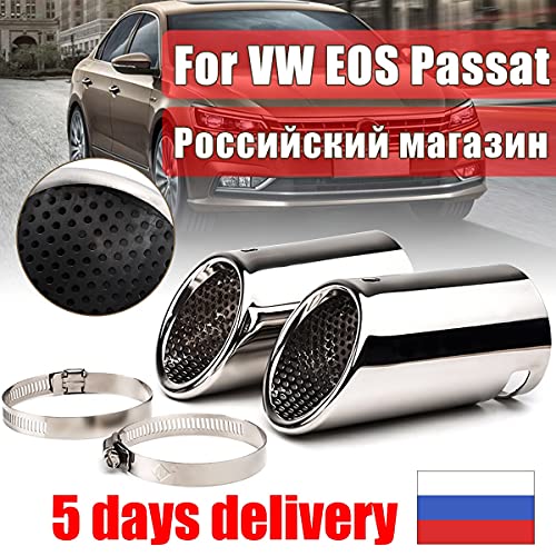 WEI-LUONG Par de Cola de Escape de Coche Cromado Muffler Pipes Consejos for VW EOS 2006-2014 for Passat B6 CC for la finca 2005~2010 Universal