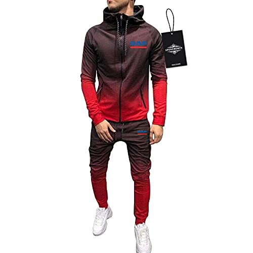 WEICINIIA de Los Hombres Chandal Conjunto Trotar Traje D.A.F Hooded Zipper Chaqueta + Pantalones Capucha Baloncesto Ropa Colocar /   Rojo/XXXL