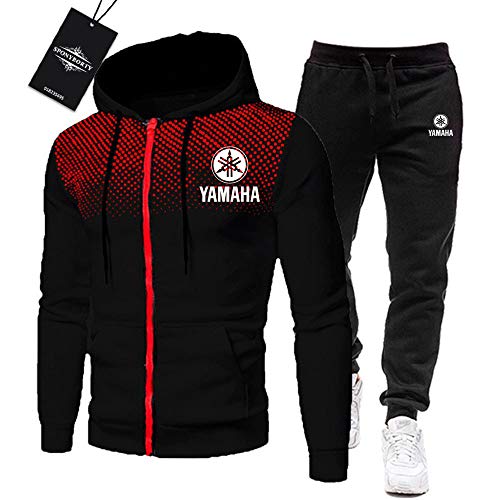 WEICINIIA de Los Hombres Chandal Conjunto Trotar Traje Ya.M_Aha-s Hooded Zipper Chaqueta + Pantalones Deporte R Deportes/black/XL