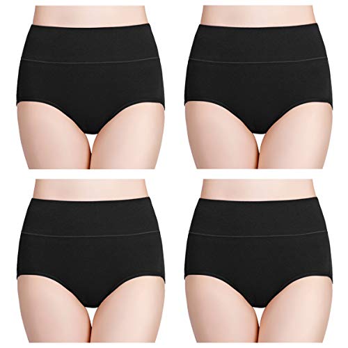 wirarpa Braguitas Culotte Algodón para Mujer Bragas de Cintura Alta Cómodo Faja Reductora Ajustan Pack de 4 Talla M